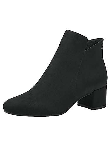 Tamaris Botines Con Tacón Cuadrado para Mujer, Textiles, Negros, Veganos, 37 EU