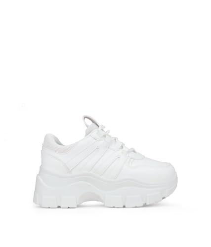 BOSANOVA Zapatillas con Total Look Blanco, Detalle de Trekking en los Cordones y Ligera Suela de...