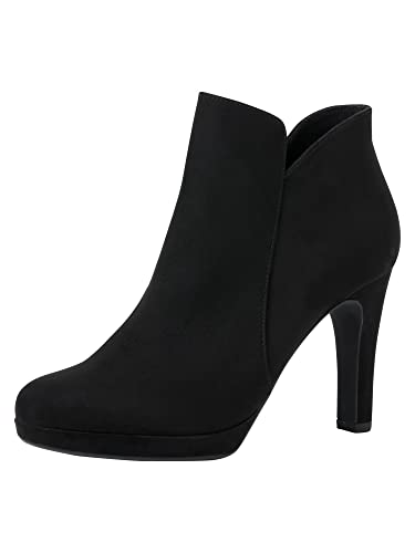 Tamaris Botines Con Tacón Cuadrado para Mujer, Textiles, Negros, Veganos, 37 EU