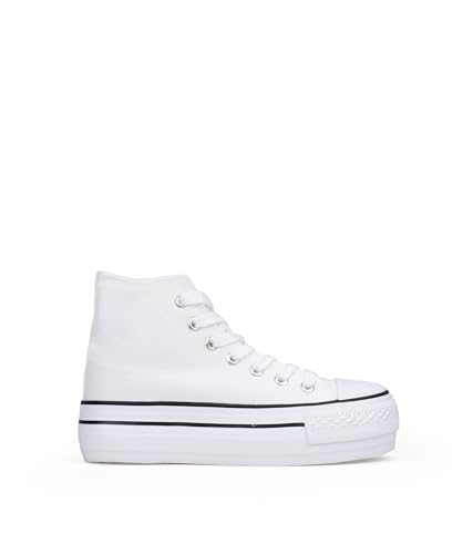 BOSANOVA Zapatillas Abotinadas confeccionadas en Material de Canvas con Detalle de Finas lineas a...