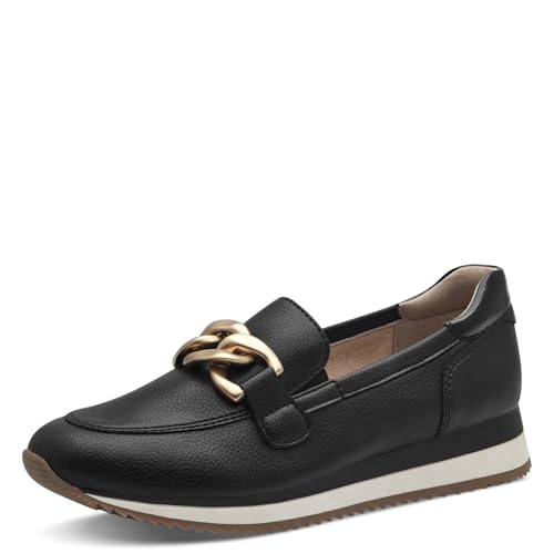 Jana Mocasines Deportivos Elegantes para Mujer con cómodos y Veganos, Negro y Dorado, 41 EU