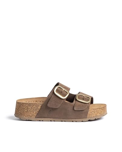 Yokono Sandalia Plataforma WIWI-003 Marron | Zapatos Mujer Primavera-Verano | Piel Vacuna Serraje |...