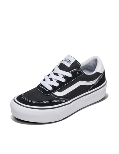 Vans Brooklyn LS Platform, Zapatillas Mujer, Lona de Ante Negro Blanco, 38.5 EU