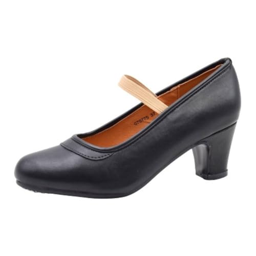 PASARELA - Zapatos de Baile Flamenco de Piel Vegana con Clavos para Mujer Color Negro Sintético...
