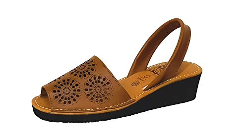 Avarca MENORQUINA SANDALIA SEÑORA CUÑA PIEL 3471AV (CUERO, numeric_38)