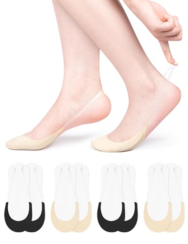 Becellen 4 Pares Invisibles Calcetines Mujer, Transpirables No Show Socks con Transparent TPU Sling...