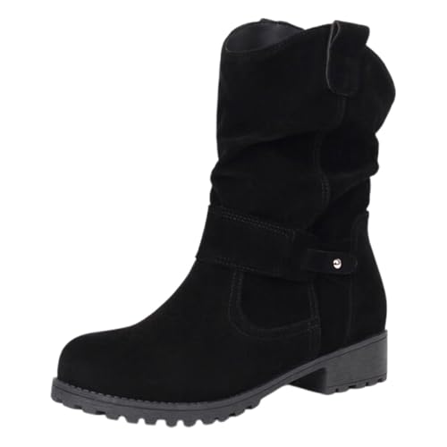 Generisch Botas de saltar para mujer, con plataforma y tacón para cordones, veganas, de piel...