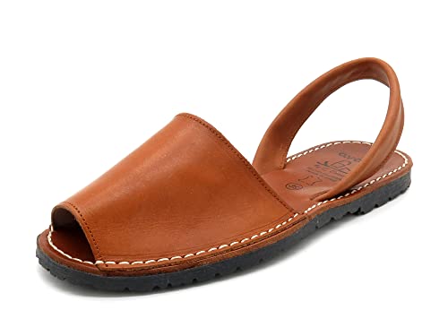 Avarca Sandalias de cuero para mujer Menorquina Zapatos de verano Cuero auténtico plantilla,...