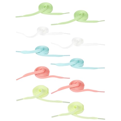 BEAMARKER 5 par de Cordones Luminosos de 5 Colores Que Brillan En la Oscuridad, Planos, Elásticos Y...