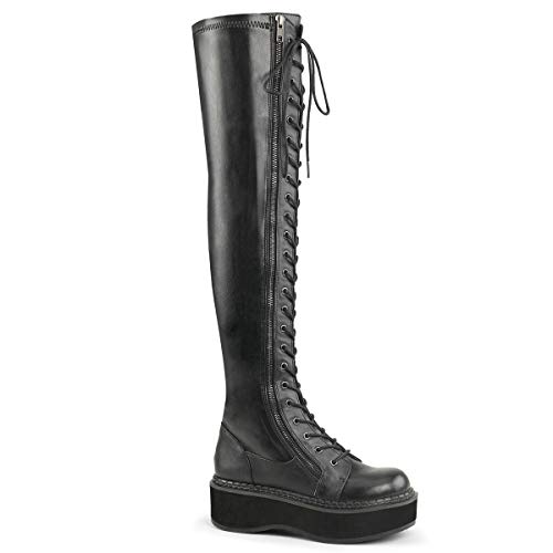 Demonia Emily-375, botas clásicas para mujer, Negro (Noir Blk Str Vegan Leather), 42 EU