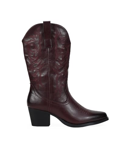 BOSANOVA Botas Camperas de caña Media confeccionadas en Piel Vegana con Detalle de Costuras al...