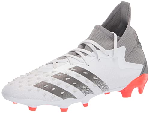 adidas Men's Firm Ground Predator Freak .2 Soccer Shoe, White/Iron Metallic/Solar Red, 4.5