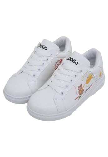 Dogo Niños Cuero Vegano Blanco Zapatillas, Multicolor, 29 EU