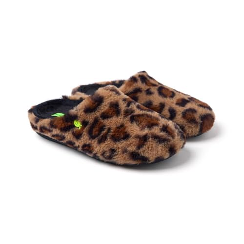 Hot Potatoes, Modelo AUDUBON, Pantuflas de pelo con print Leopardo, zapatillas de estar por casa...