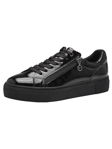 Tamaris Zapatillas Veganas para Mujer, Negro Charol, 38 EU
