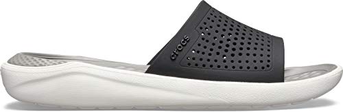 Crocs LiteRide Slide, Sandalias de Punta Descubierta Unisex Adulto, Multicolor (Black/Smoke 05m),...