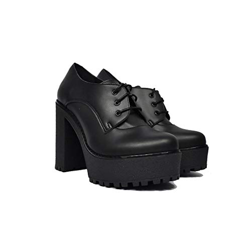 Altercore Trixie Zapatos Mujer Plataforma Tacón Alto Negro Vegan