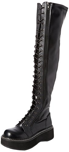 Demonia Emily-375, botas clásicas para mujer, Negro (Noir Blk Str Vegan Leather), 42 EU