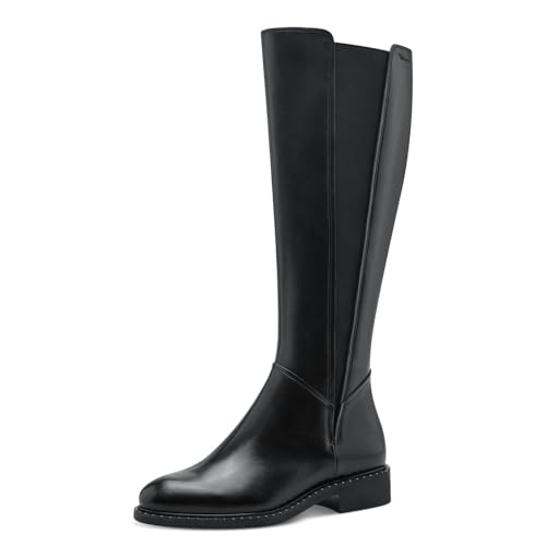 Tamaris Mujer Botas largas Vegan Tacón Cuadrado, Negro mate, 39 EU