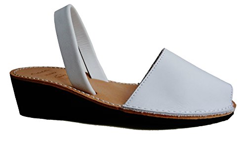 Avarcas menorquínas con tacón/cuña de 4,8 cm, Abarcas, Albarcas, Sandalias … (38, Blanco Box)