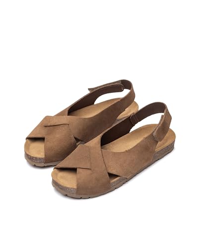 Yokono Sandalias Planas de Mujer de Piel VILLA-251 Marron | Zapatos Mujer Primavera-Verano | Piel...