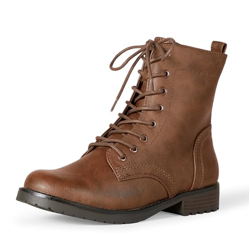 Amazon Essentials Botas de combate con cordones para mujer, color coñac, talla 11