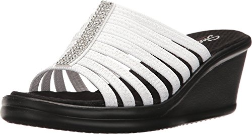 Skechers Cali Women's Rumblers Hot Shot Wedge Sandal, White, 9 M US
