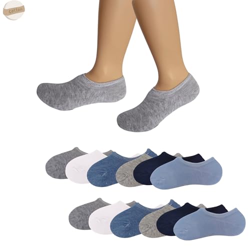 (Pack de 12) Calcetines invisibles niño/niña, de puro algodón cortos, medias transpirables...