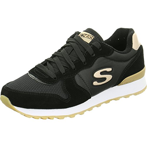 Skechers Mujer Og 85 Goldn Gurl Trainers, Black Suede/ Nylon/ Mesh/ Rose Gold Trim, 36 EU