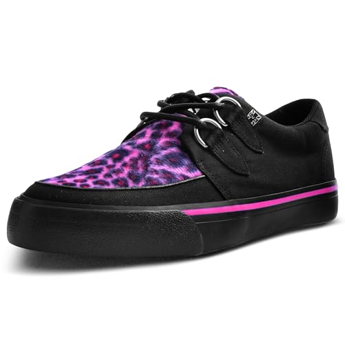 T.U.K. Vegan Creeper Sneaker - Zapatos Hombre y Mujer - Color Black Canvas & Pink Leopard Print -...