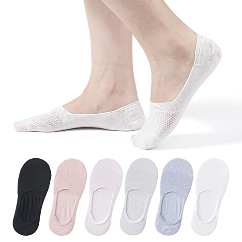 TAGVO 6 pares Calcetines Invisibles Mujer Algodon,Silicona Antideslizante Suaves Transpirables...