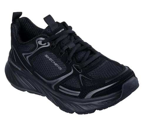 Skechers Edgeride Silver Eclipse - Tenis para Mujer, Borde Duraleather de Malla Negra, 40 EU