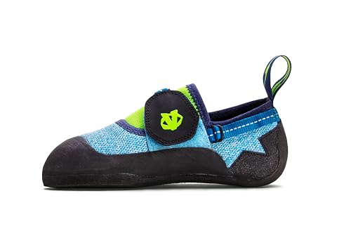 Evolv Venga - Tenis de escalada para niños, Azul/Lima Neón, 1 Big Kid