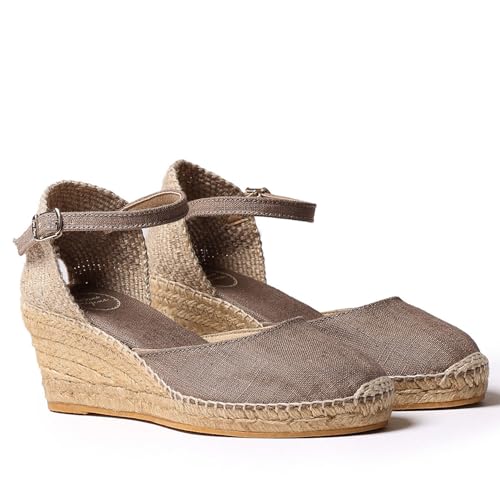 TONI PONS Alpargata para Mujer en Lino - CALDES - Taupe, 37 EU