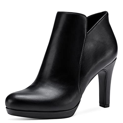 Tamaris Botines Con Tacón Cuadrado para Mujer, Veganos, Negro Mate, 38 EU
