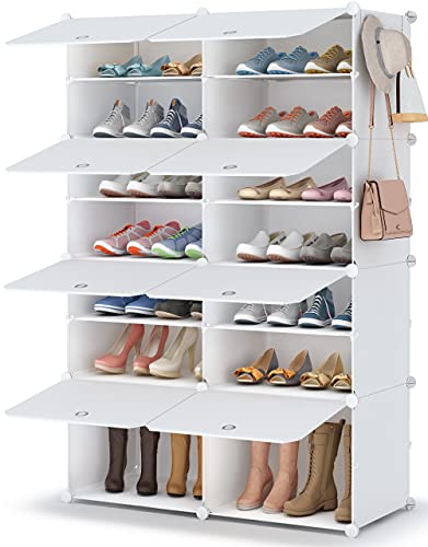 HOMIDEC Zapatero, 7 Niveles Mueble Zapatero Blanco para 28 Pares, Zapateros Armario para Dormitorio...