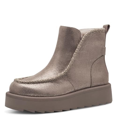 Tamaris Botines Veganos de Forro Cálido para Mujer, Textiles, Bronce, 36 EU