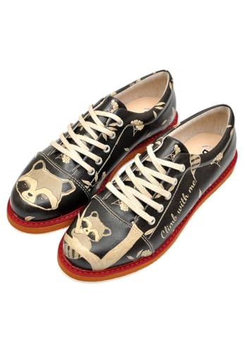 DOGO Femme Cuir Vegan Noir Baskets - Climb with Me Motif-41