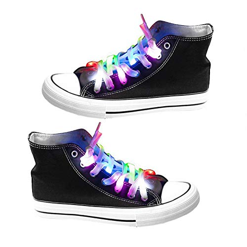 OFKPO 1 Par Cordones de Zapatos LED Multicolor Impermeables con 3 Modos luz Flash para Fiestas...