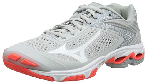 Mizuno Wave Lightning Z5, Zapatos de Voleibol Unisex Adulto, Gris Glaciergray Blanco Fiery Coral 60,...