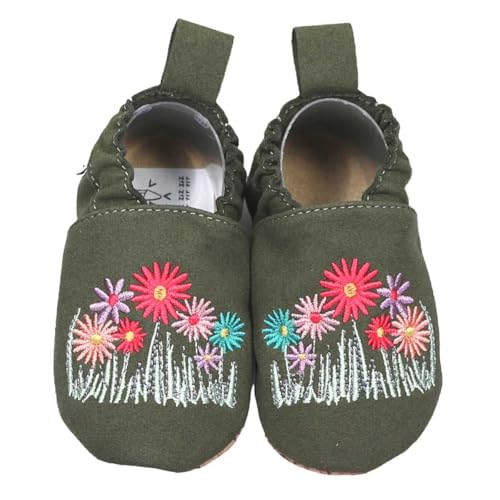 HOBEA-Germany Zapatos veganos para niños RecyStep Flores verde 22/23 (1½ - 2 años) Suela con...