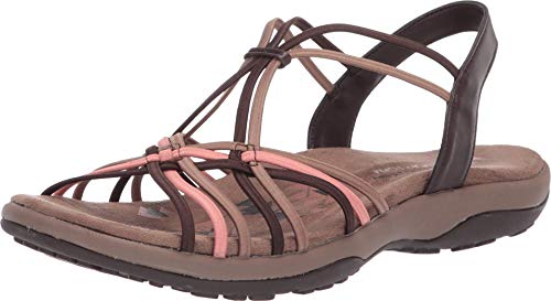 Skechers REGGAE SLIM SPLICED, Sandalias de Talón Abierto para Mujer, Chocolate, Taupe & Coral Gore,...