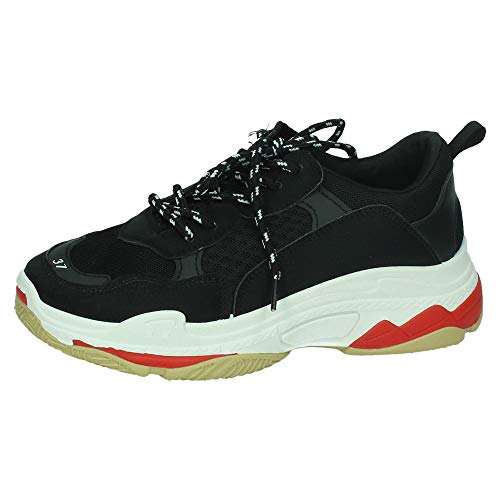DEMAX 7-C51A-12 Tenis Ugly Trainers Mujer Deportivos Negro 39