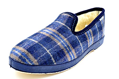 Muro 4002 Marino - Zapatilla Clasica de casa con Abrigo Pura Lana Virgen (42)