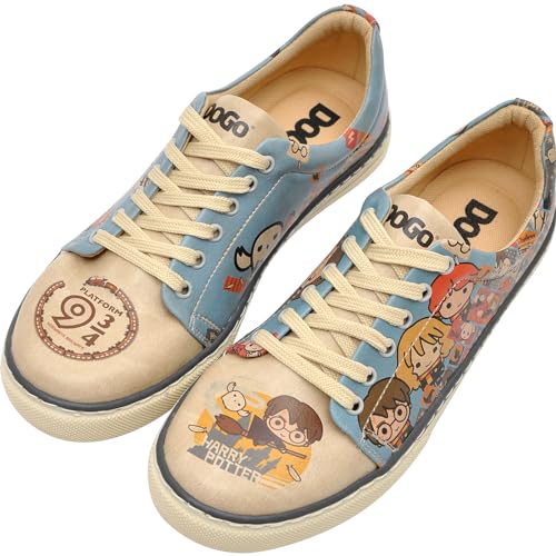 Dogo Tenis de Cuero Vegano para Mujer, Hechos a Mano y únicos para Mujer, Diseño de Harry Potter...