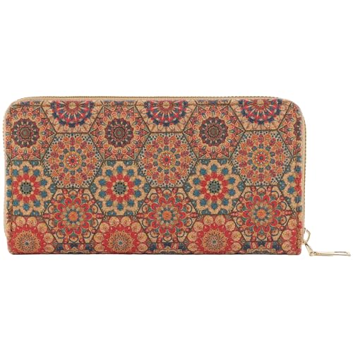 GmeDhc Cartera de corcho para mujer, monedero vegano, multicolor, con cremallera, tarjetero, para...