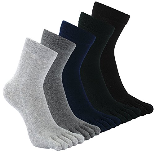 Teenloveme Calcetines de 5 Dedos para Hombres, Deportes, Ciclismo, Correr - 5 Pares