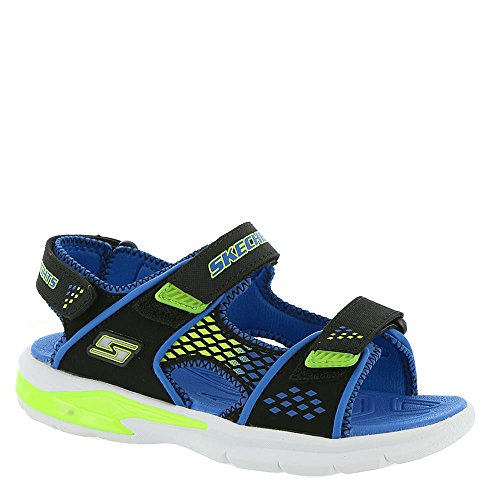 Skechers E-II SANDAL BEACH GLOWER, Sandalias de Punta Descubierta para Niños, Black & Blue...