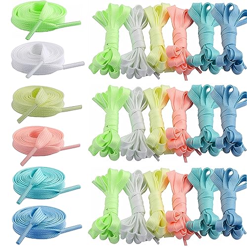 12 Pares De Cordones Fluorescentes De 120 Cm Cordones Planos Luminosos Cordones De Colores Cordones...